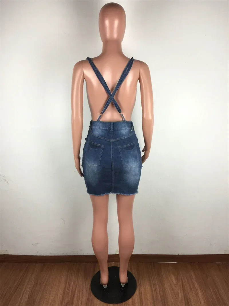 Streetwear DENIM Suspenders ชุดเสื้อผ้าฤดูร้อนผู้หญิงแขนกุดมินิเดรสวินเทจ Casual Jean A-Line Dress Vestido