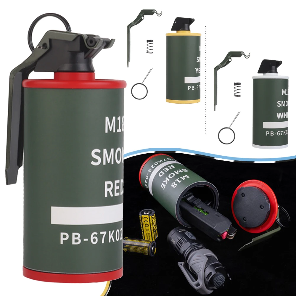 

Tactical M18 Model Airsoft Smoke Grenade Decorative Prop Pulling Ring Elastic Storage Box for Hunting Paintball Shooting CS Game