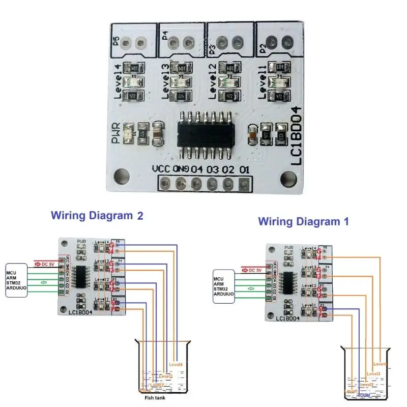 High Precise Liquid Level Sensor Controller Modules with 4Digit Display with/without Pin Connector for Fluid Monitoring