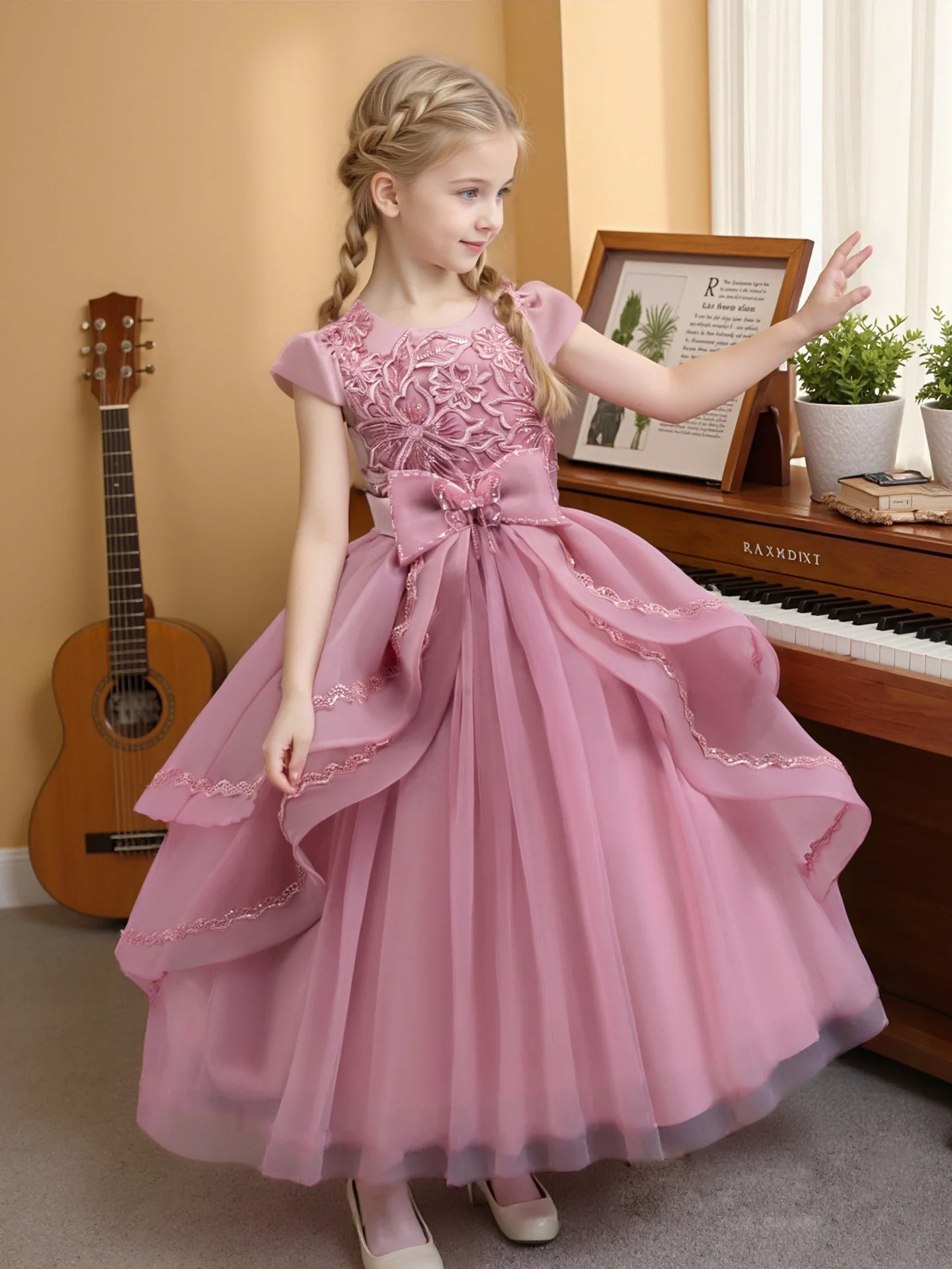

Elegant Flower Girl Dress Tutu Fluffy Wedding Flower Girls For Evening Birthday Formal Party Dresses Wedding Bridesmaid Holiday