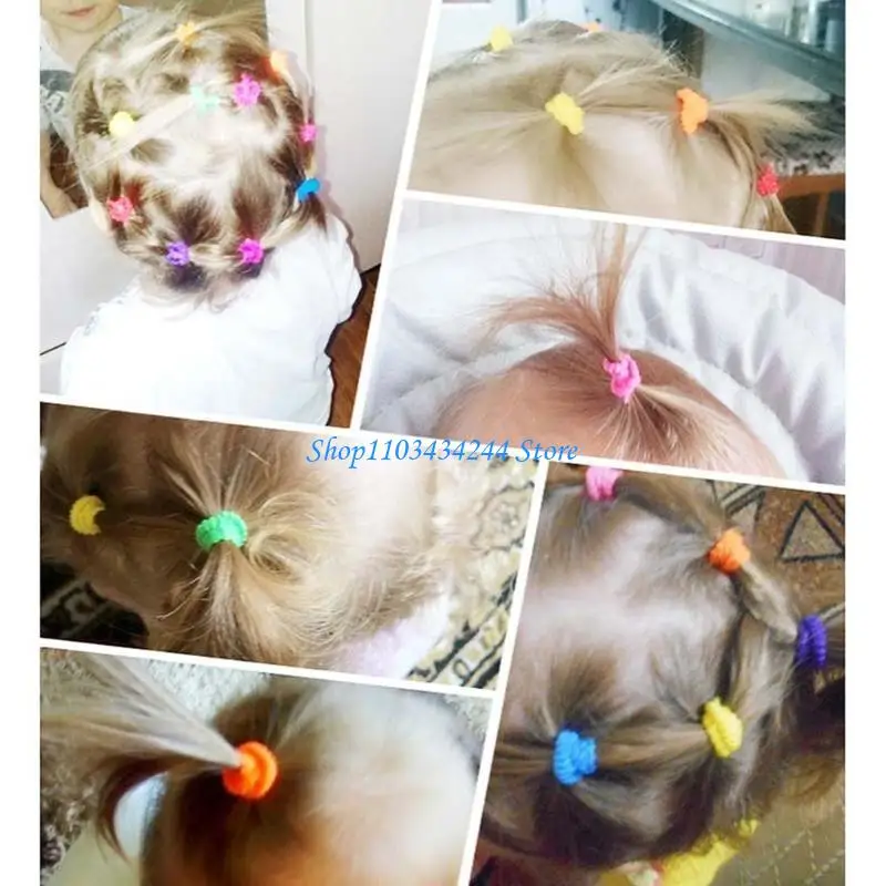 

100Pcs Kids Girl Colorful Elastic Hair Tie Ring Rope Band Rope Ring Band Ponytail Holder Kids Headband Rubber Band Mini