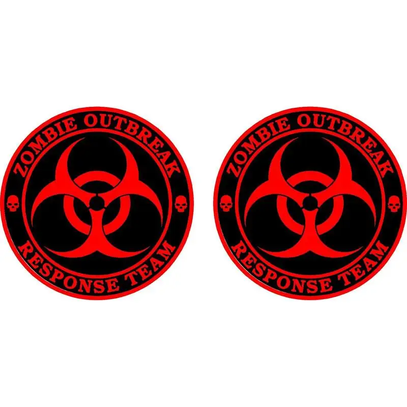 RuleMyLife 7.6CM*7.6CM 2X ZOMBIE OUTBREAK RESPONSE Fiery Car Sticker Reflective Motorcycle Decals C1-7117