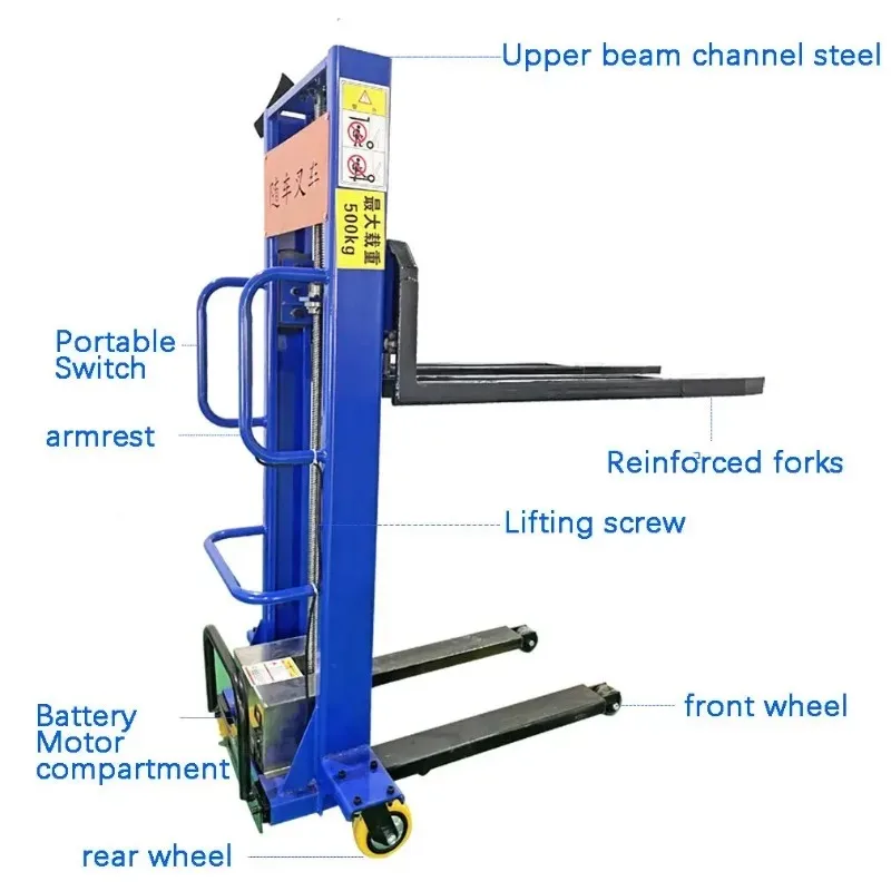 500Kg 1000kg Self-loading Portable Forklift 1500kg Mini Small Hand Manual Semi-electric Self-loading Lifting