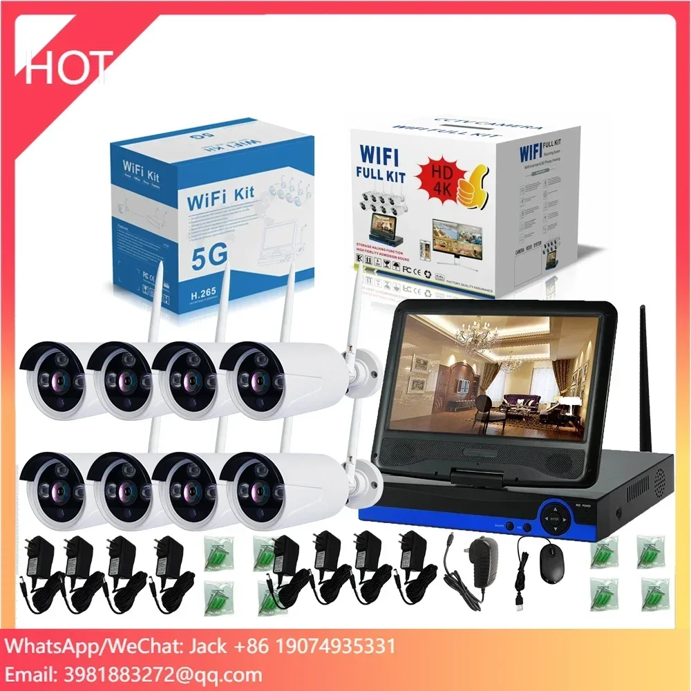 Metal Bullet 3MP XMEYE ICSEE IR Video Surveillance Combo Kit Camara De Seguridad  with Screen CCTV Set Wireless Security Cameras