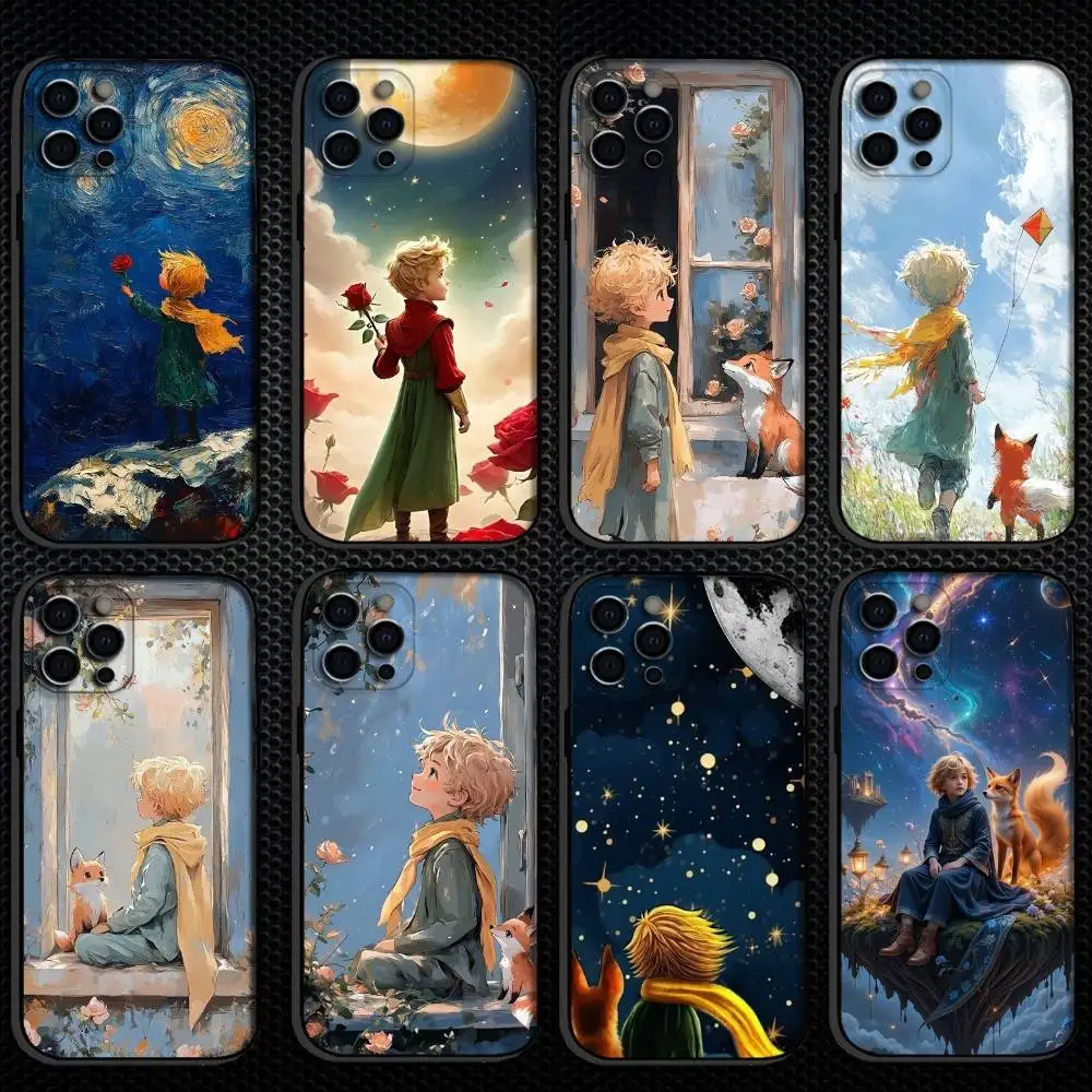 

Oil Painting The Little Prince Phone Case For iPhone 16,15,14,13,12,11 Plus,Pro Max, Others Soft Black Cover