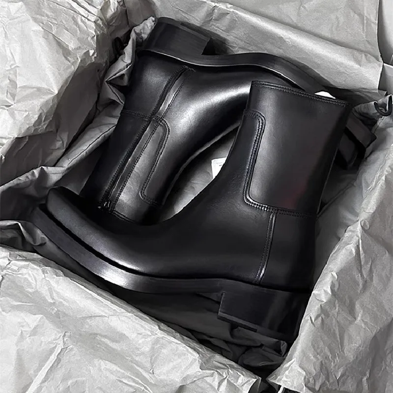 Talla 34-45, cuñas de tacón grueso para mujer, botines con punta estrecha, calzado británico para mujer, zapatos femeninos, botas de cuña, nuevos zapatos de noche
