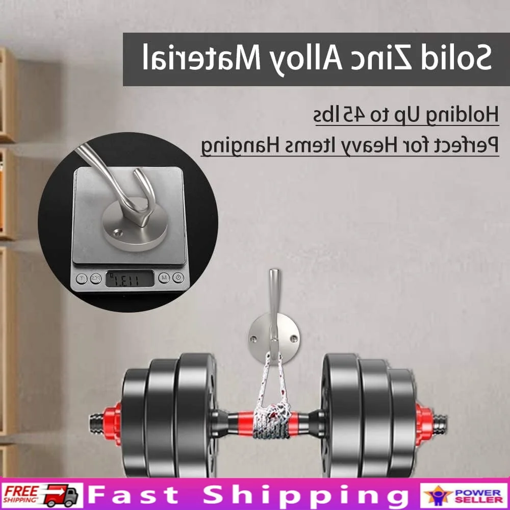 

Brushed Nickel Coat Hooks 8 Pack Heavy Duty Wall Hook Metal Towel Hanger Double Hook Bathroom Entryway Clean Design