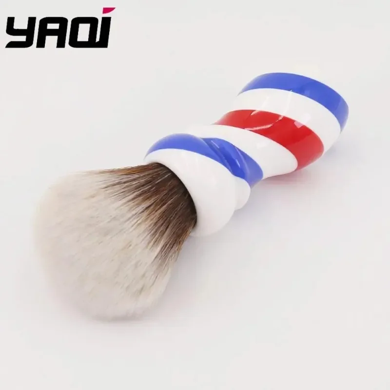 YAQI Vintage Mature 24MM New Barber Pole Style Brown Synthetic Knot Shaving Brush For Mens Cleaning Durability Wet Shaving Brush