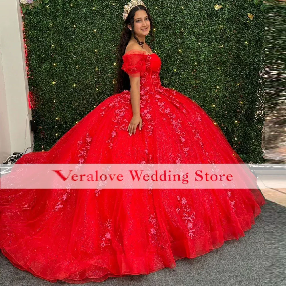 Vestidos Quinceanera doces vermelhos com Applique, Vestidos de aniversário para meninas, 15 Quinceañera, 2024