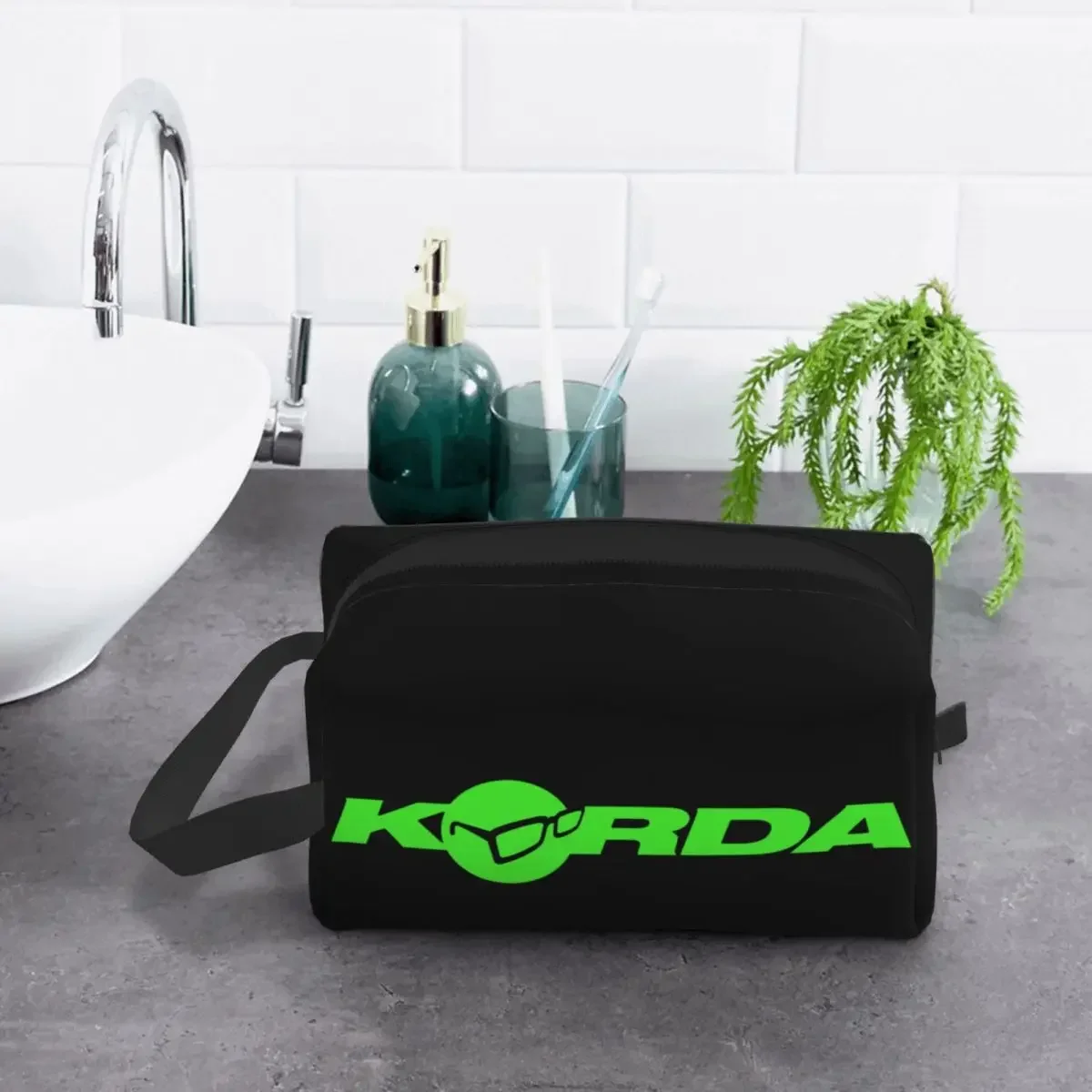 Cute Korda Fishing Print Travel Toiletry Bag Women Fish Carp Fisherman Gift Cosmetic Makeup Bag Beauty Storage Dopp Kit