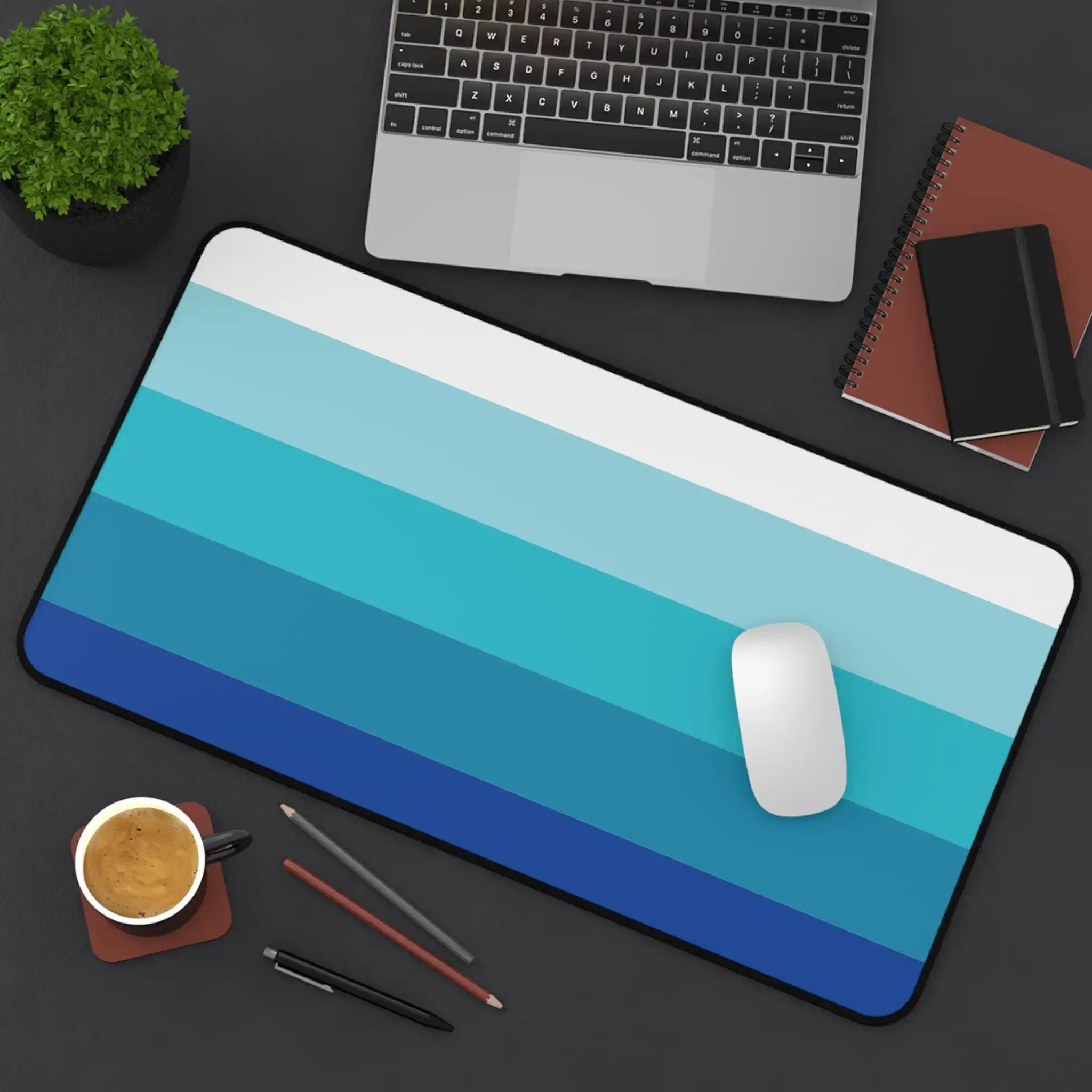 Blue Gradient Minimalist Deskmat, Home Office Decor, Stylish Workstation Gift, Desk Accessory, Modern Mouse Pad Kawaii Desk Pad