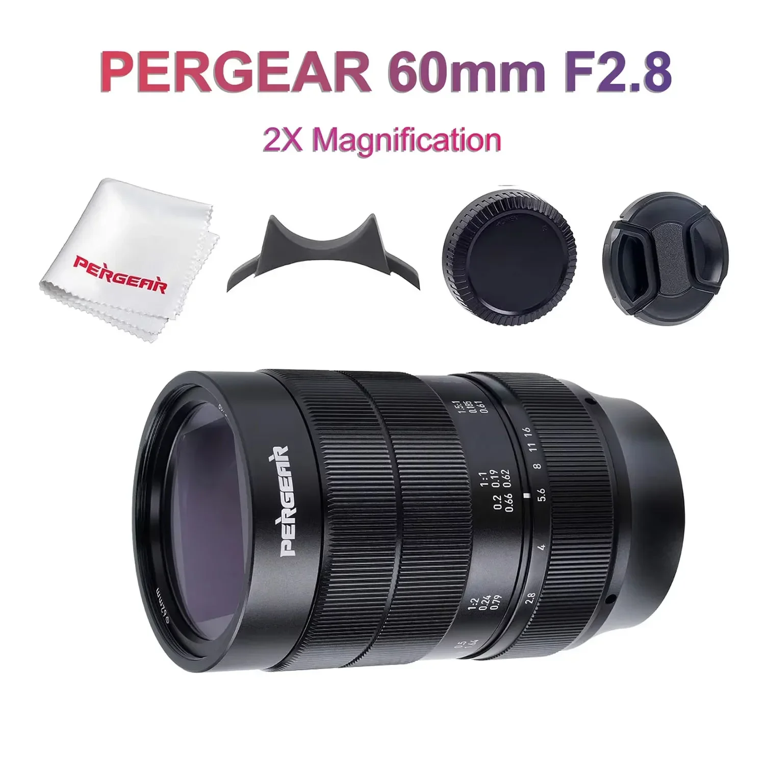 PERGEAR 60mm F2.8 II Ultra Macro Lens with 2X Magnification for Sony E Nikon Z Fuji X M4/3 Canon RF ﻿Full-frame mirrorless