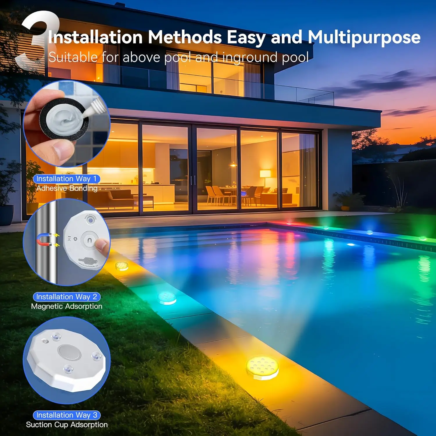 Magnetic Pool Lights All Season Multi Color