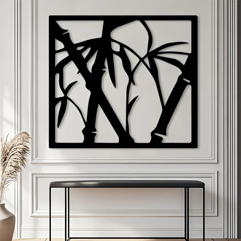Oriental Bamboo Metal Wall Art Iron Zen Sculpture Living Room Office Hanging Mural Christmas Nature Decor Gift