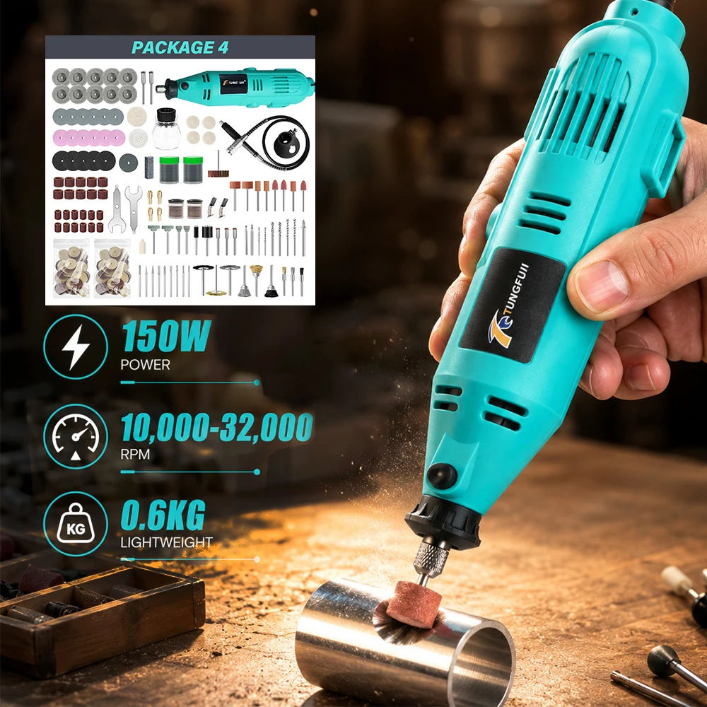 

TUNGFULL 6-Speed Rotary Grinding Tool 150W 10000-32000RPM Electric Grinder Kit for Carving, Sanding and DIY Craft Work