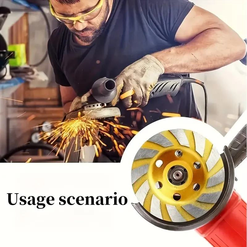 

4-дюймовый бетонный камень, керамический турбо-алмазный шлифовальный стакан, 12-сегментные сверхмощные угловые шлифовальные круги для угловой шлифовальной машины