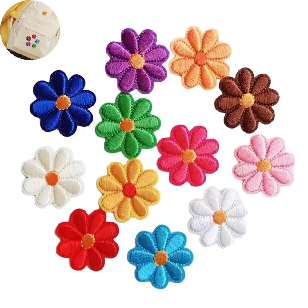 Daisy Patch 12pcs Embroidered Daisy Flower Patches Iron-on Applique for Clothing Jackets Bags Hats Jeans Diy Repair Decoration