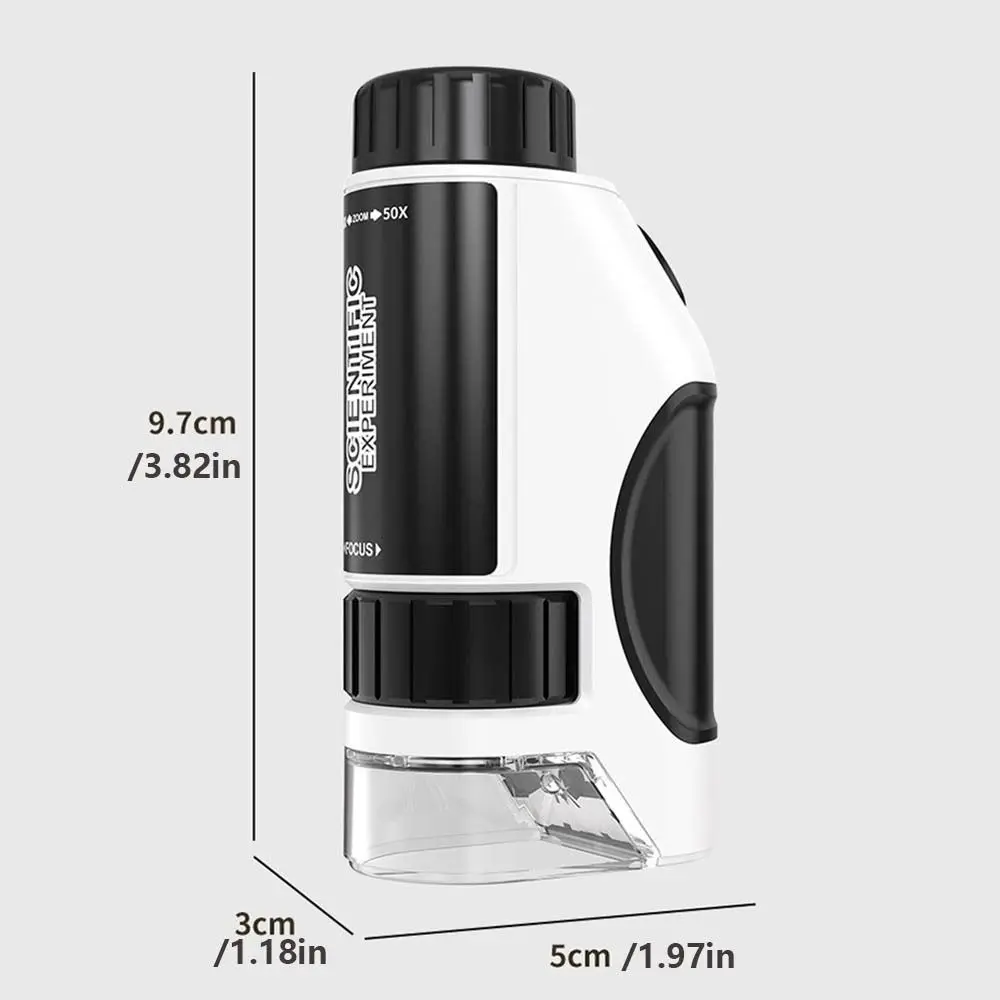 휴대용 어린이 현미경 줌 50x-300x LED 광원 교육 현미경 고화질 배터리 구동