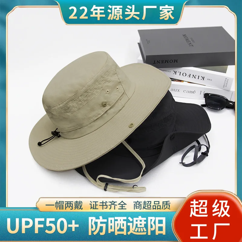 UPF50+ Quick Dry Hiking Fisherman Hat, Spring Summer American Western Cowboy Outdoor Climbing Sun Protection Cap