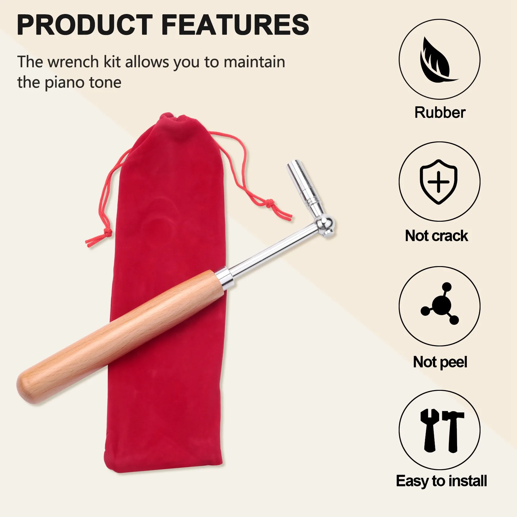 

Durable Professional Portable Lever Jujube Piano Tuning Tuner Mute Kit Tools And Case Piano Tuning Lever Tools Kit Mute Hammer D