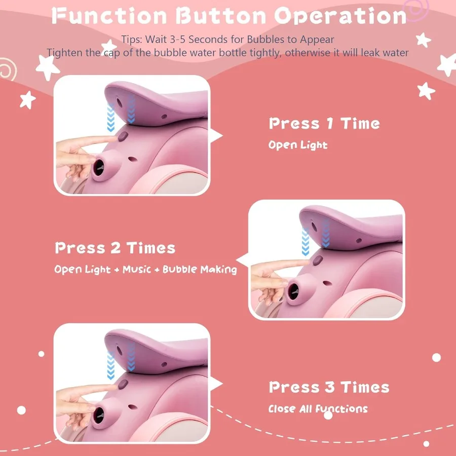 Bicicleta de equilibrio eléctrica para bebés de 6 V con máquina de burbujas Bicicleta de equilibrio para niños pequeños 4 en 1 con control remoto para niños de 1 año Niñas Bicicleta de burbujas Rid