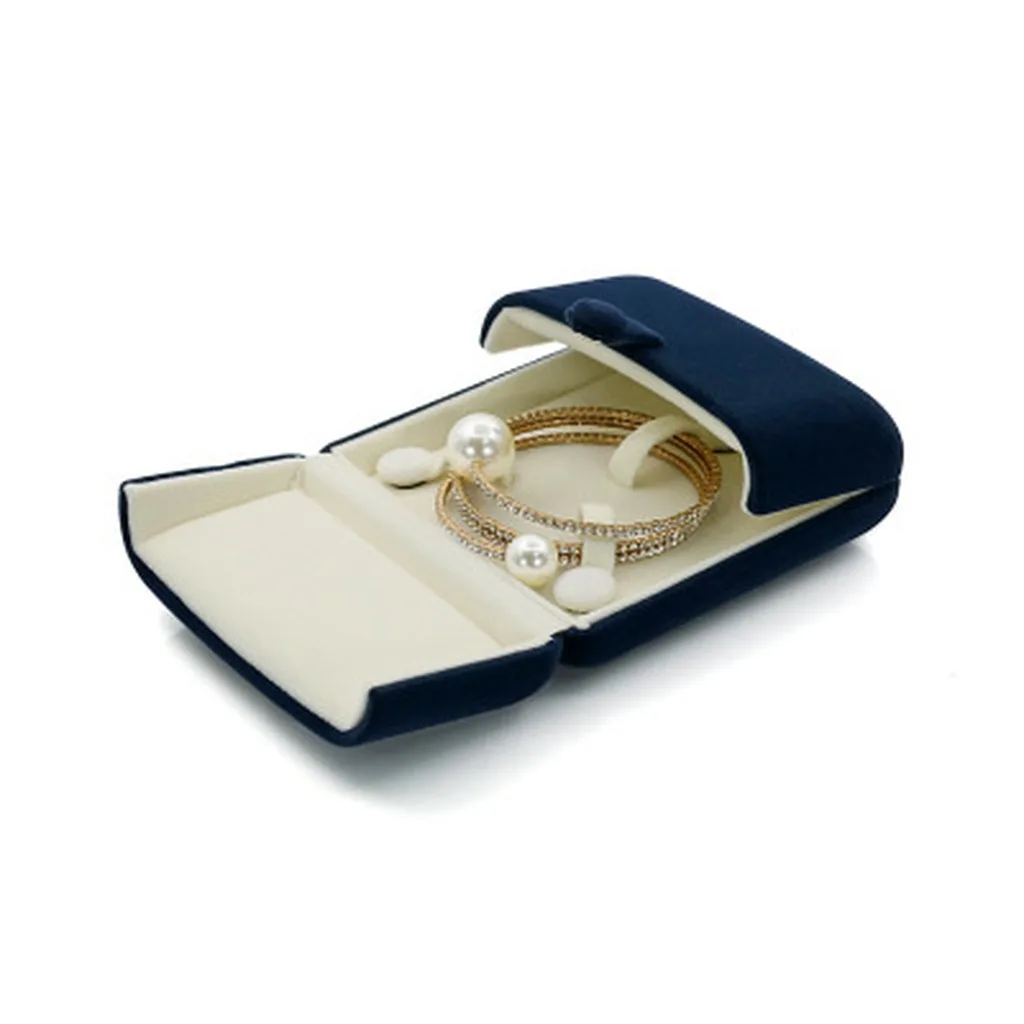 Navy Jewelry Box Built-In Velvet Jewelry Box Pendant Box Metal-Snap For Jewelry Displays Weddings