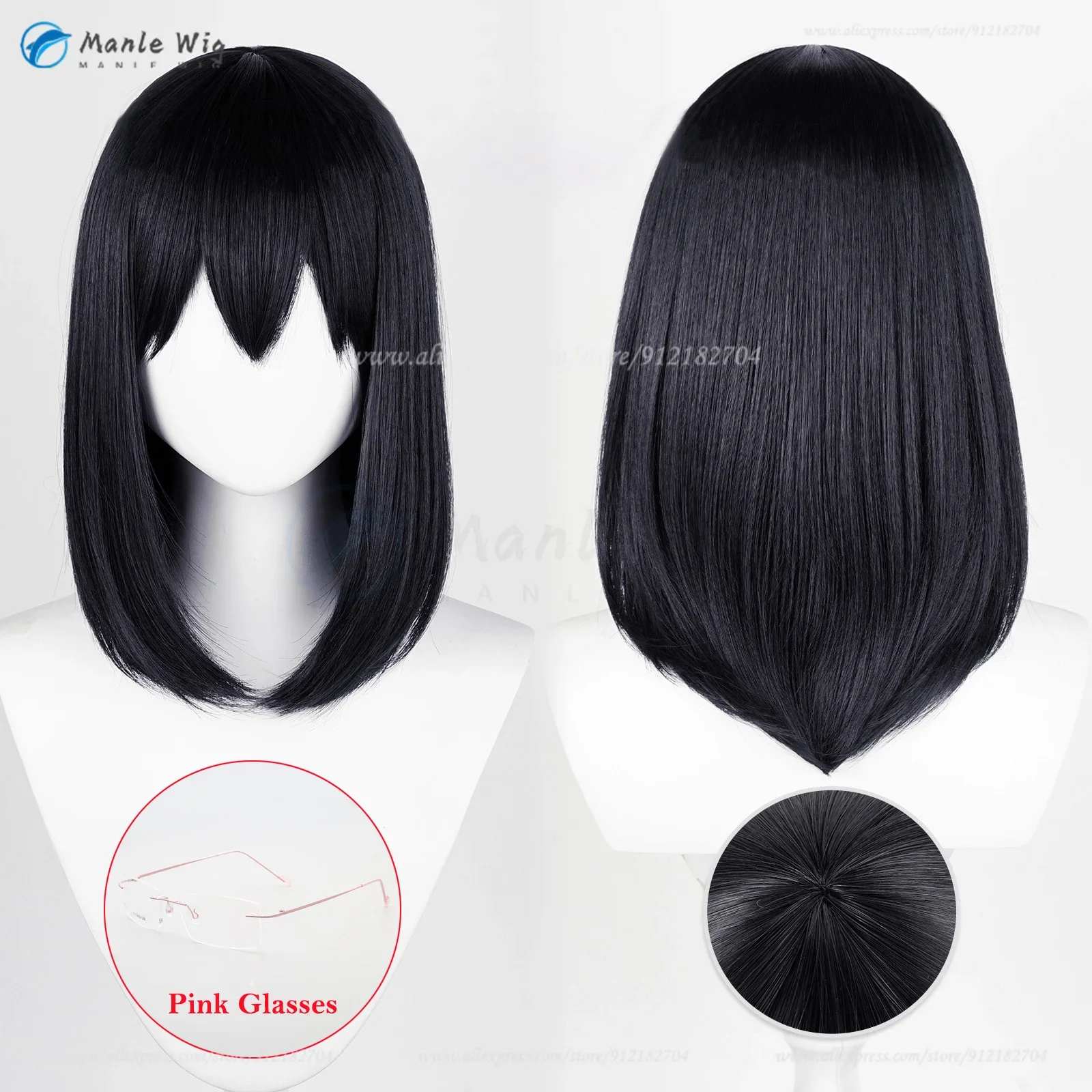 Anime Shimizu kiyoko Wigs 45cm Black Blue Shimizu kiyoko Cosplay Wig Heat Resistant Synthetic Hair Women Role Play Wig + Wig Cap