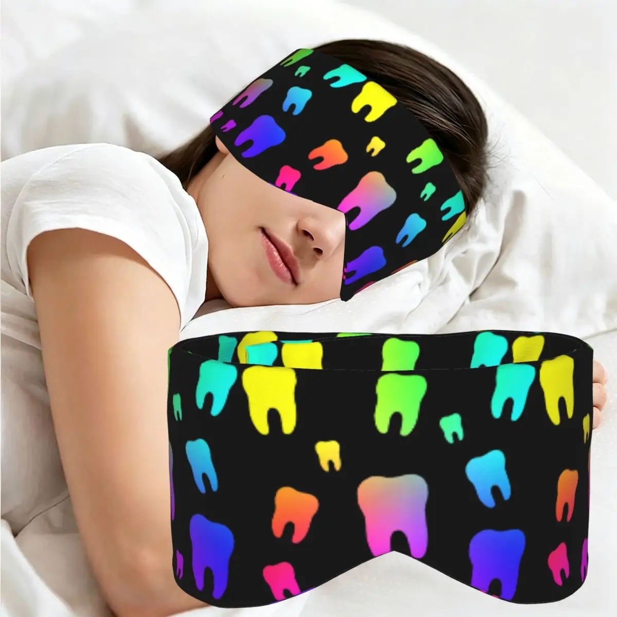 Rainbow Teeth sleep mask Light Blocking Portable Eye Cover for Girls Boys Office Nap Party Gift Eyeshade eyepatch - view 2