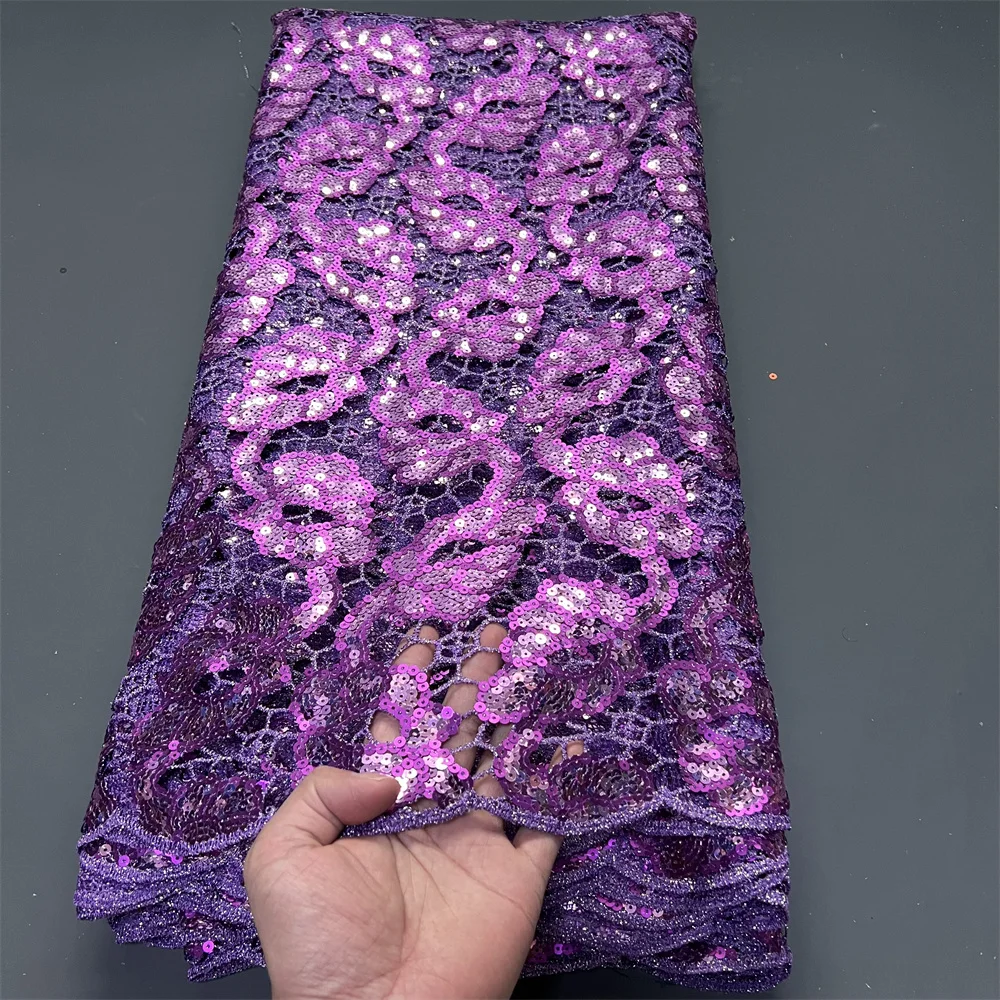 

2025 Nigerian Tulle Lace 5Yards, Beaded French Guipure 3DSequins Embroidery for Wedding Dress & Party Gown,African Bridal Fabric