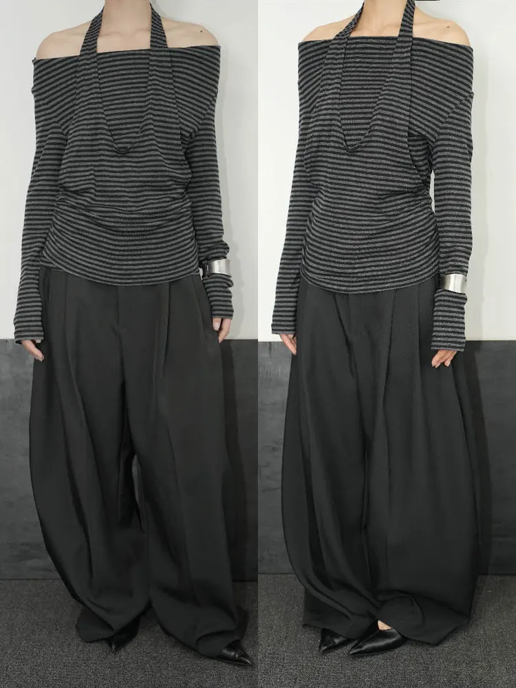 

Женская повседневная футболка AIRROOM Sle ort Sve Ne с подвесным дизайном в полоску, свободный крой из смеси хлопка, спортивный топ