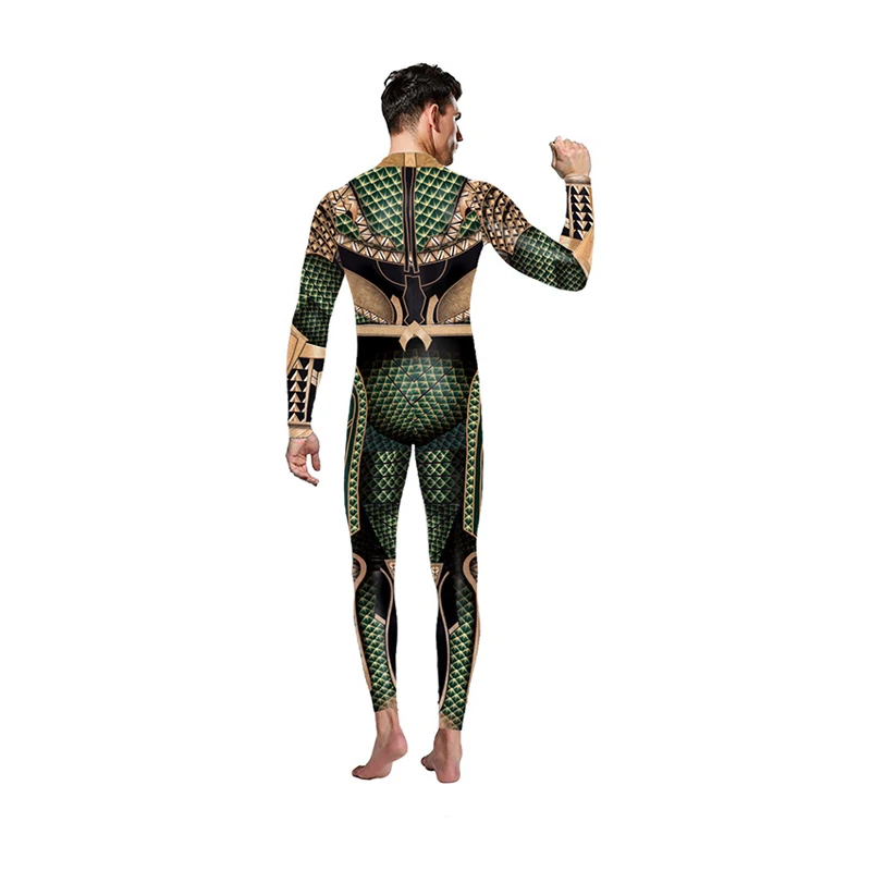 Superhero Cosplay Jumpsuit Costume Arthur Curry Tight Bodysuit Halloween Party Performance Zentai Suit