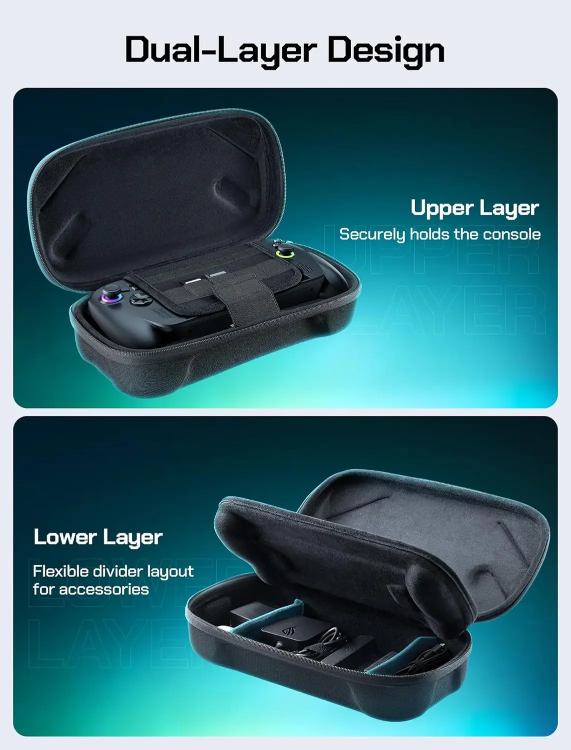 Carrying Case for ROG Xbox Ally / ROG Xbox Ally X (2025) Double-Decker, Protective Shell, Dual Layer Portable Travel Storage Bag
