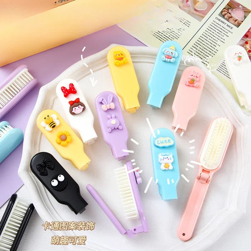 Cute Cartoon Mini Folding Comb Portable Small Comb Ladies Long Hair Hair Comb Sweet Cute Students Girl Smooth Hair Massage Brush