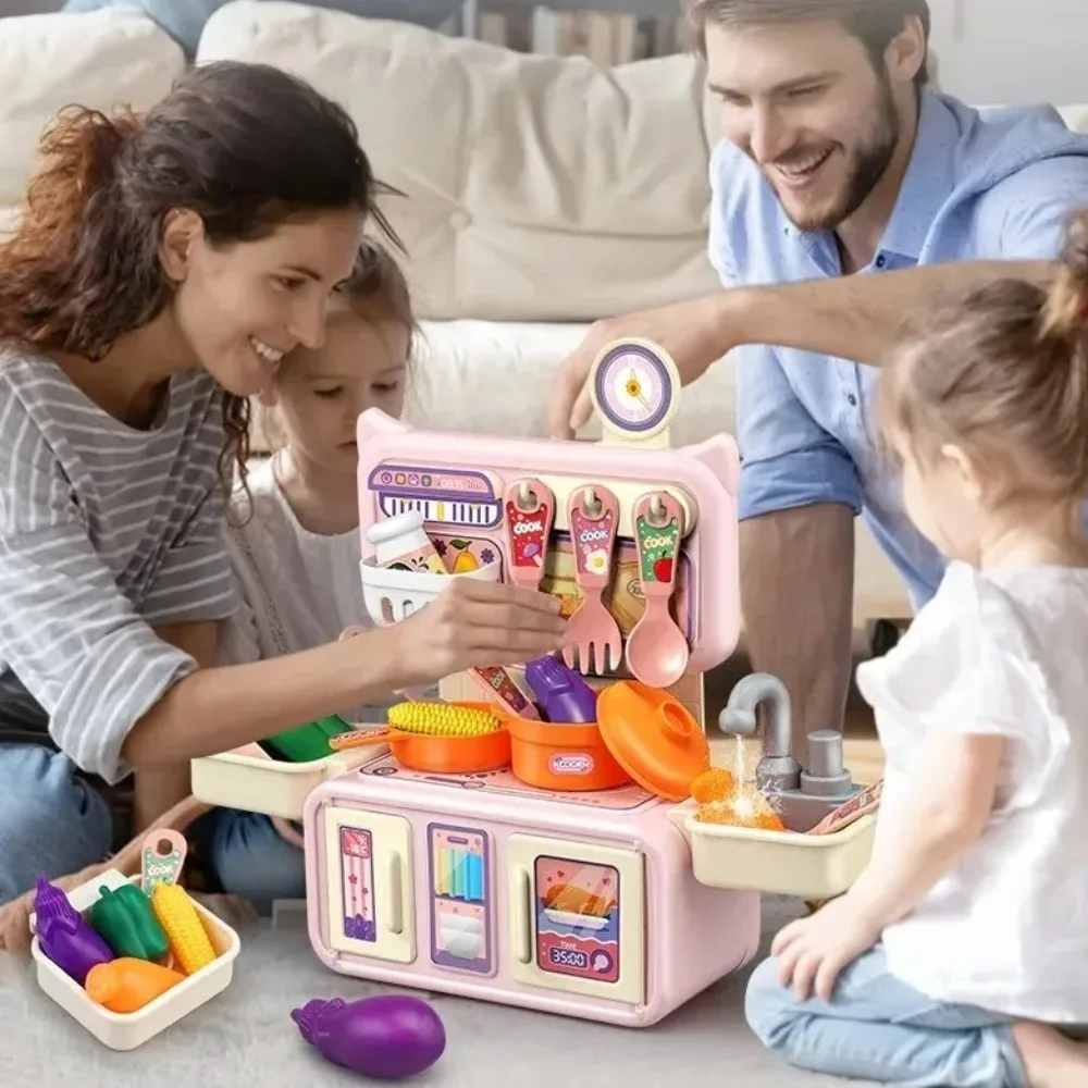 New Mini Children Kitchen Set Cook Food Simulated Kitchen Counter Play Set Tableware DIY Pretend Play Role Boys Girls