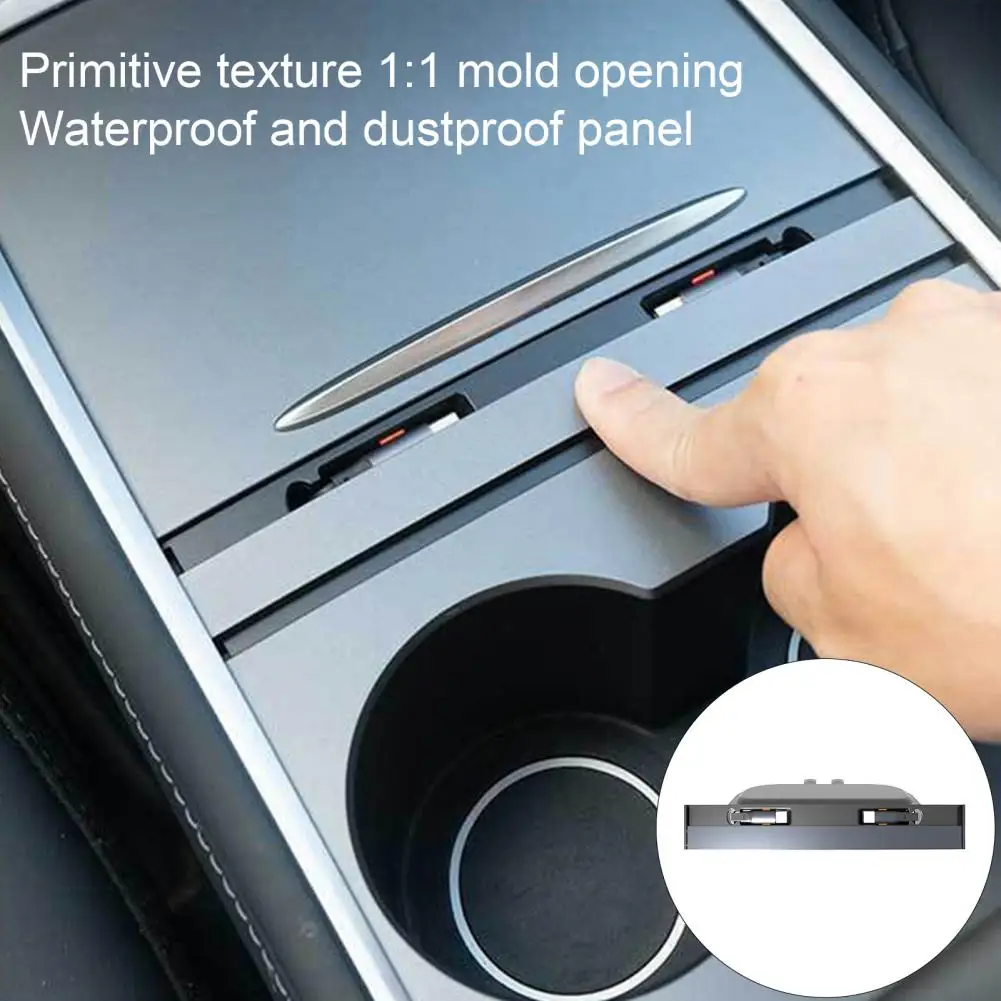 Estación de acoplamiento Usb para coche, estación de acoplamiento para consola Tesla modelo 3/y, estación de acoplamiento Usb con Cable de carga retráctil de 27w para coche