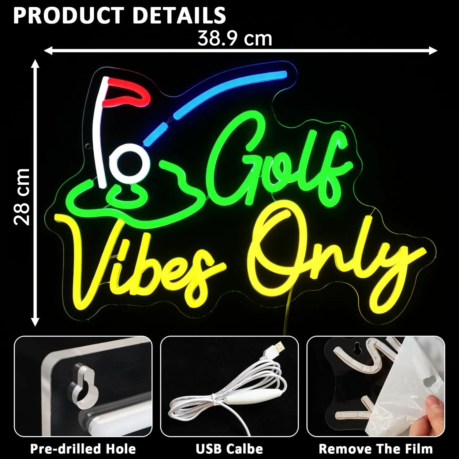 Enseigne néon Golf Vibes Only  - Home Gym Vibes avis et prix