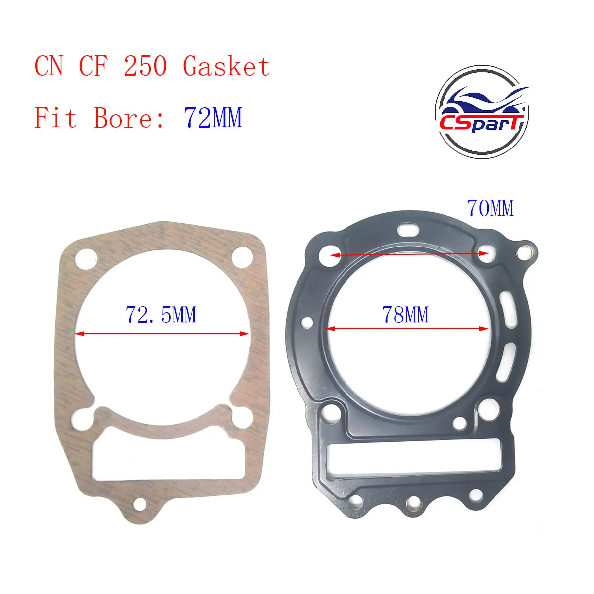 CFMOTO CF Moto 250 가스켓 키트, CF250, CN250, CH250, 250CC, Jonway Kazuma, Zn, ATV, UTV, 버기 스쿠터 부품, 72mm