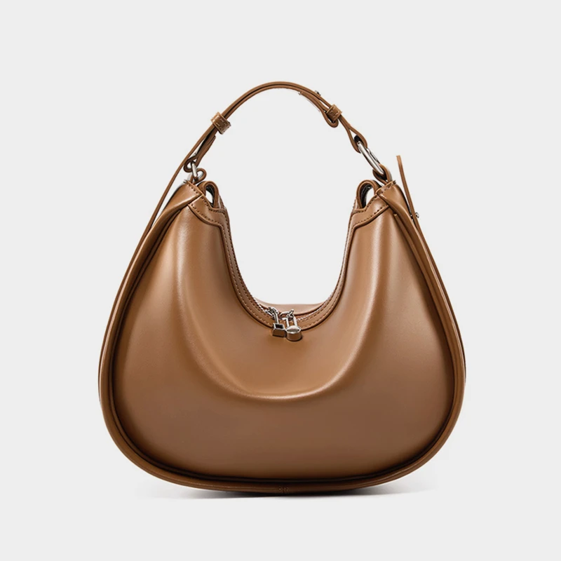 

Hifashion Cowhide Genuine Leather Crescent Tote Handbags For Women 2025 Luxury Designer Crossbody Hobos Underarm Shoulder Bags