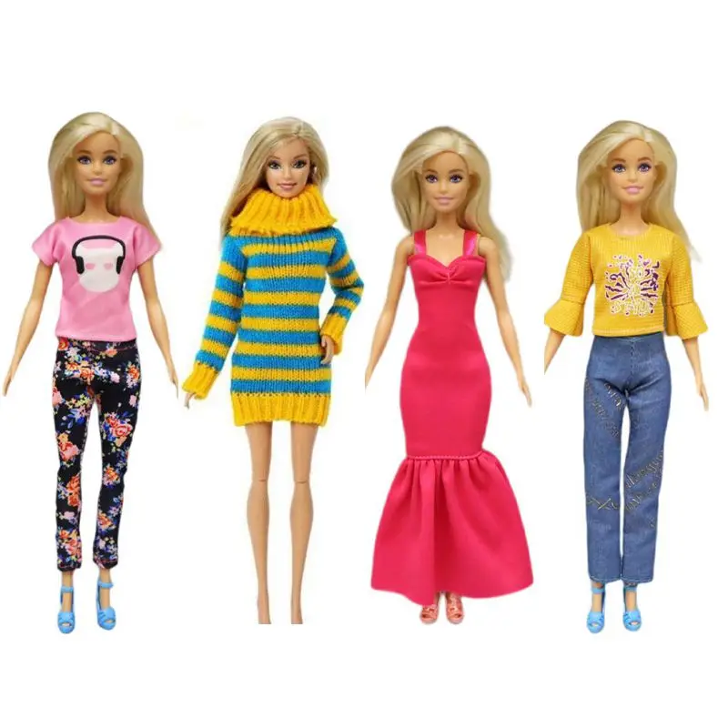 Hot Sale Dolls Accessories Dress For Barbie Clothes Dollhouse Toy 1/6 Top And Casual Pants Fashion Summer Outfit Girls Toys Gift