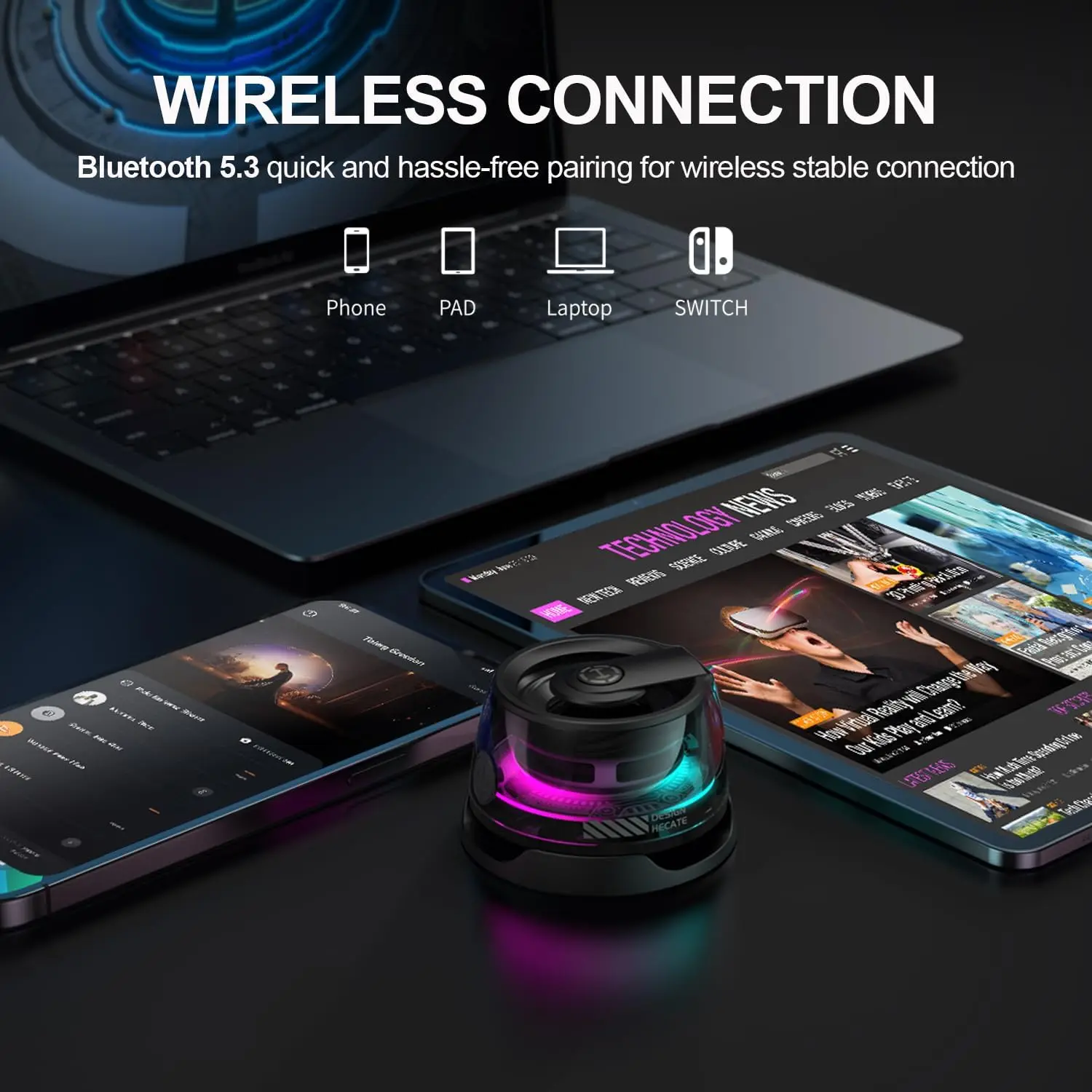 Mini Magnetic Bluetooth Speaker,Multifunctional Cell Phone Stand Wireless Speaker with Strong Magnet for iPhone/Android/Fridge