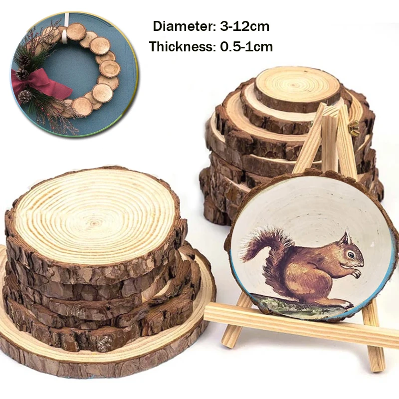 Unfinished Natural Wood Slices 3-20cm Thick Craft Wood kit Circles Crafts Christmas Ornaments DIY Crafts With Bark For Crafts