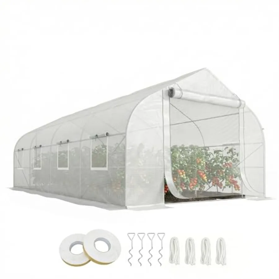 7 Feet Walk-in house with Roll-up Zipper Door for outdoor use, polyester fabric, gray, waterproof and portable