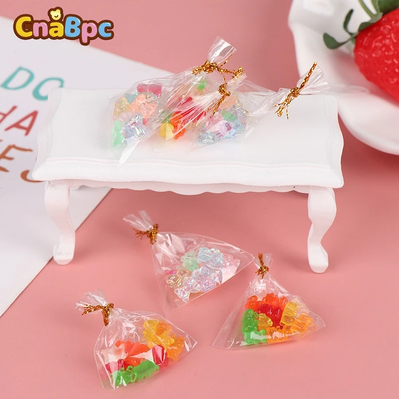 12Pcs/Bag 1:12 Dollhouse Miniature Bear Candy Food Dessert Sugar Candy Kitchen Toy