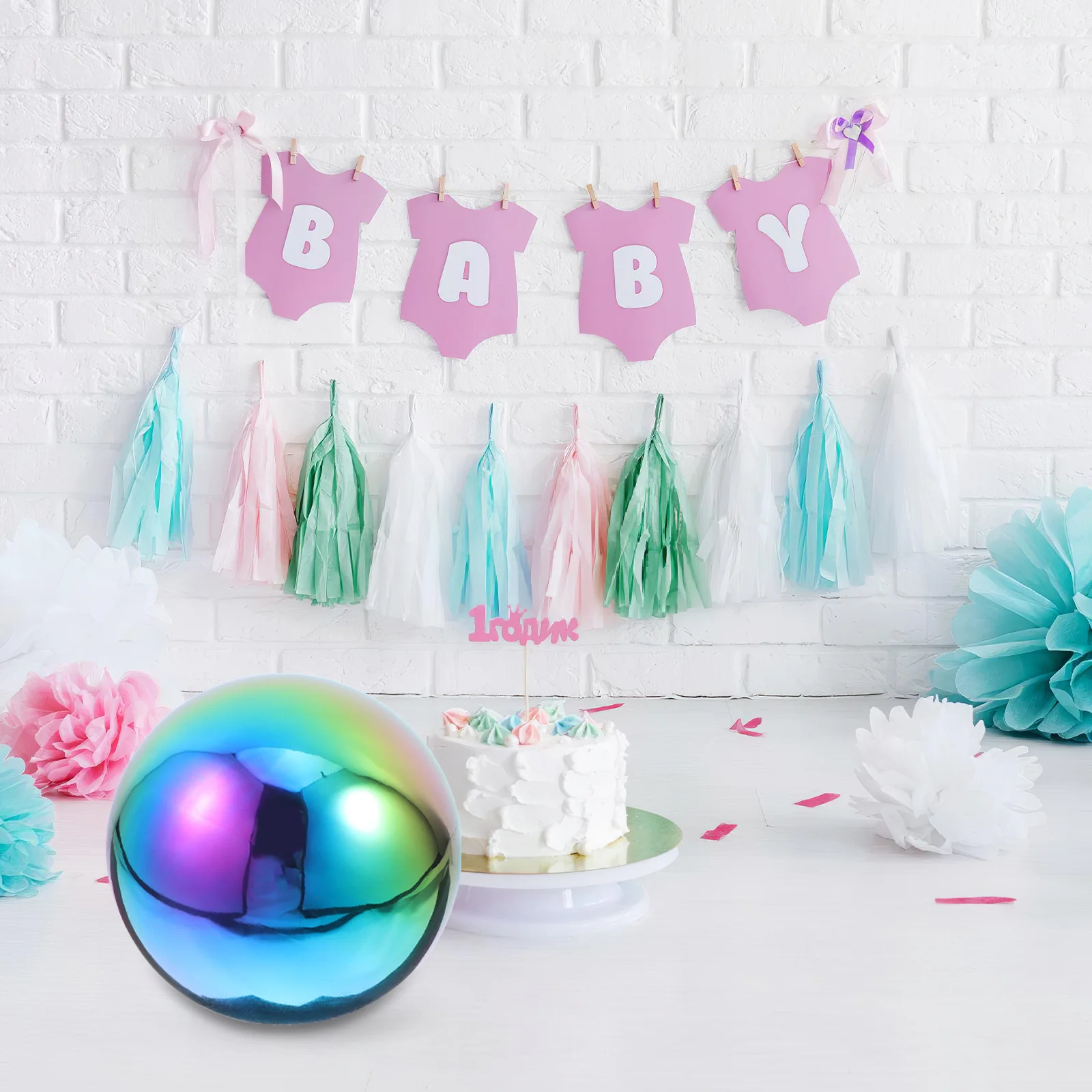 1 قطعة 150 مللي متر سبعة ملونة جوفاء الفولاذ المقاوم للصدأ الكرة مرآة مصقول متعددة الأغراض ديكور المنزل ملحق غرامة الملمس السلس #2