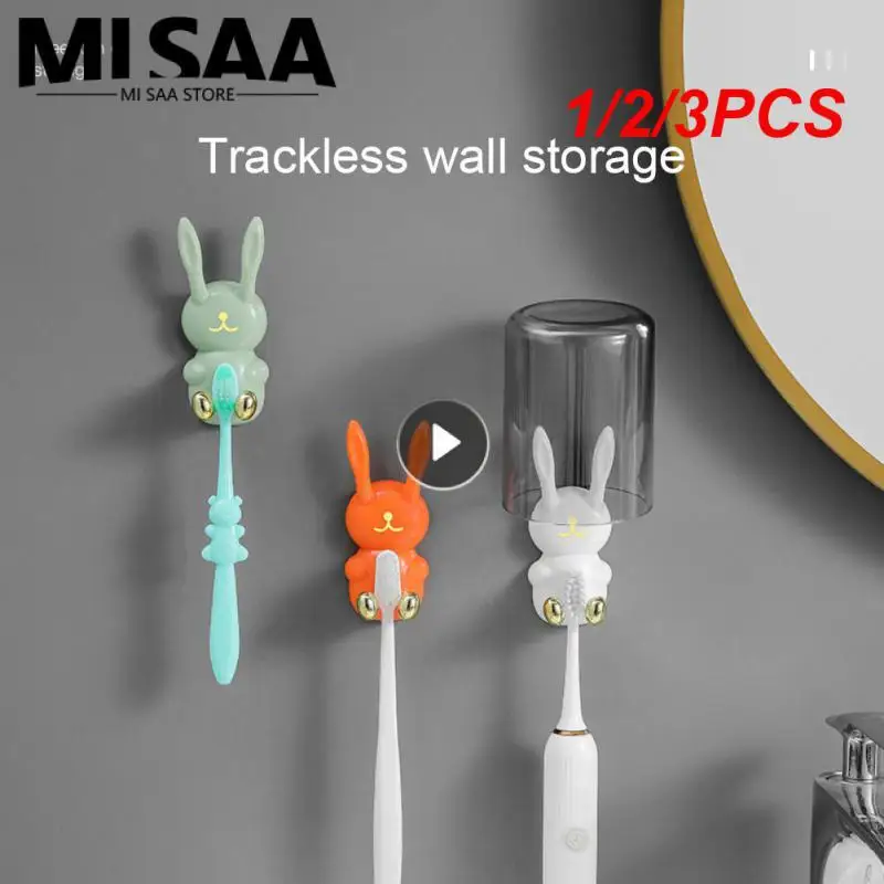 1/2/3PCS Multi-functional Toothbrush Holder Cute Hook Wholesale Bathroom Accessories Adhesive Hook Non-marking