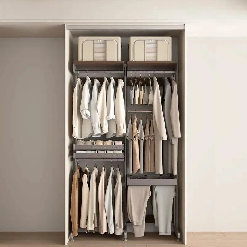 Modern Steel Convertible Freestanding Wardrobe Open Frame Design 2 Shelves Eco Friendly Bedroom Living Room Furniture