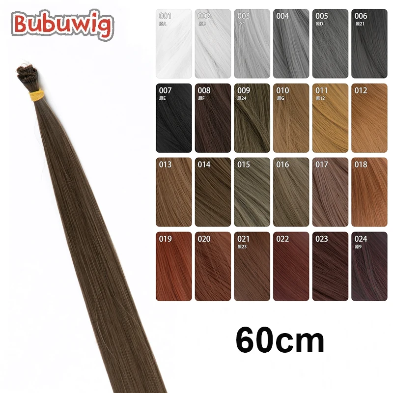 Bubuwig Synthetic Hair 60cm Long Straight Pure Color Cosplay Hairpin Over 100 Colors Black White Red Piece Hair Heat Resistant