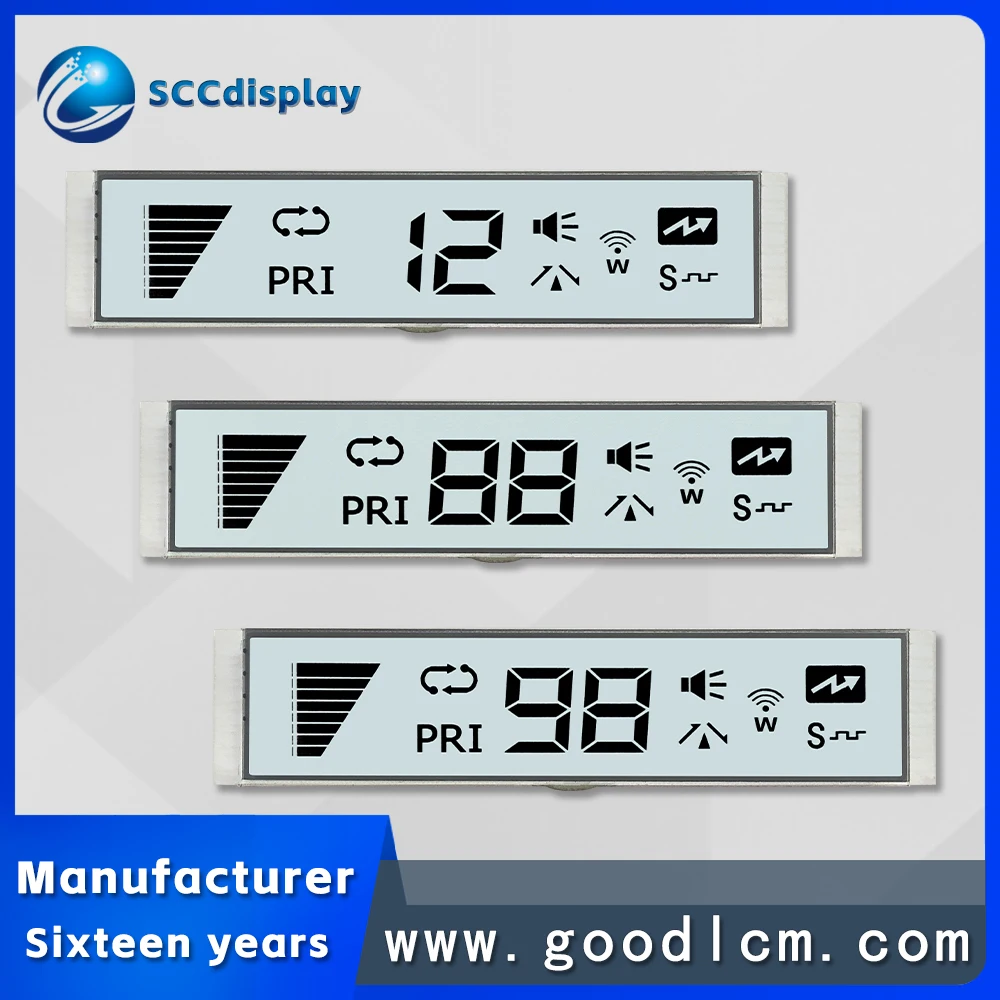 Customizable segment SJXD-TX3500 FSTN Positive digital LCD display screen 63.4X13.9MM size RGB backlit 7 segment display screen