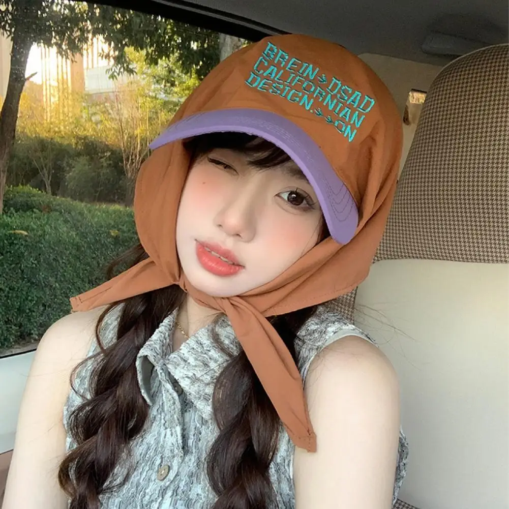 

Korean Quick-drying Strap Sunscreen Headscarf Caps for Women Outdoor Camping Bandana Scarf Visor Hat Portable Duck Bill Sun Hat