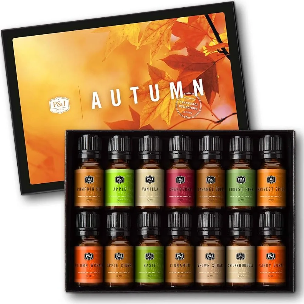 P&J Fragrance Oil Autumn Set | Candle Scents for Candle Making, Freshie Scents, Soap Making Supplies, Diffuser Oil Scents